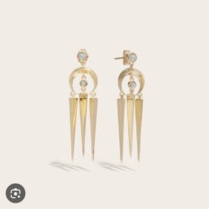 New awe inspired crescent spike opal earrings